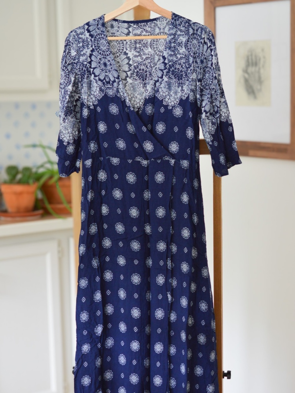 Long flowy floral dress.